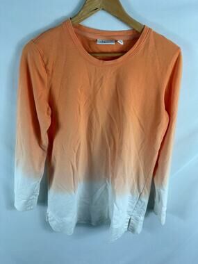 Denim & Co  Orange White Long Sleeve top Size XS